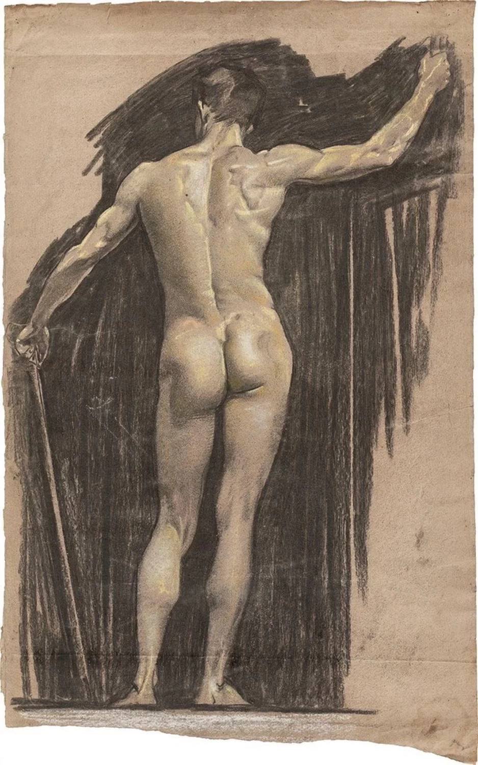 Studio di nudo mascile di schiena